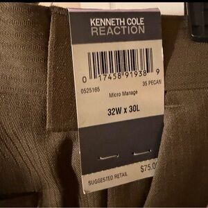 KENNETH COLE Reaction Men's Micro-Manage Brown Slacks Size 32Wx30L NWT New